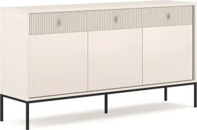 Komoda do Salonu Sypialni MARCOS 154 cm Ryflowana Trzydrzwiowa z Szufladami Kaszmir Glamour