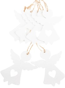 Zestaw drewnianych ozdób świątecznych Anioł biały,6 szt.