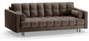 Brązowa aksamitna rozkładana sofa ze schowkiem 222 cm Bali – Cosmopolitan Design