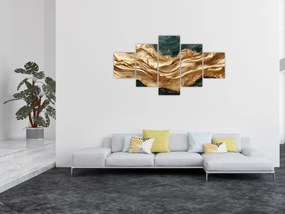 Obraz - Zielona abstrakcja ze złotem II. (125x70 cm)