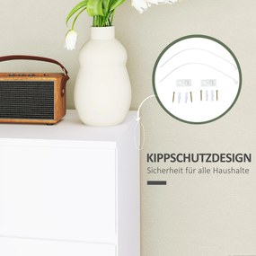 HOMCOM Komoda z 4 szufladami, biała, 55 x 33 x 80 cm, szafka biurowa z zabezpieczonymi uchwytami, do salonu i sypialni