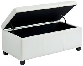 Ławka ze skrzynią z ekoskóry FILIPPO - kolor biały