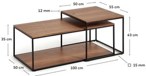 Brązowe stoliki z blatem w dekorze orzecha zestaw 2 szt. 50x100 cm Yoana – Kave Home
