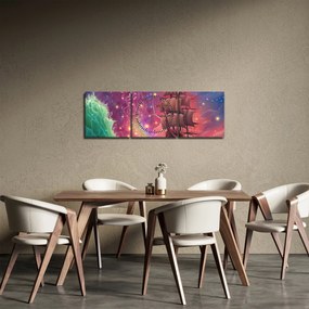 Obraz - Statek z kosmicznym niebem (z zegarem) (90x30 cm)