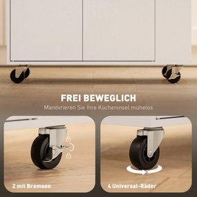 HOMCOM Wózek Kuchenny z Szufladą, Szafką, Półką na Przyprawy, Uchwytem na Ręcznik, 82 x 38 x 86,5 cm, Biały/Dąb