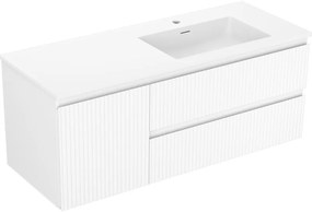 Mexen Rivel szafka łazienkowa 120 cm z umywalką Otis prawą, 2S, 1D, ryflowana, biała mat - 91A23-12047-3-BBFFF01-W18P01