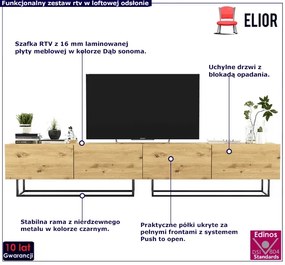 Zestaw szafek rtv na nóżkach dąb artisan - Landor 9X