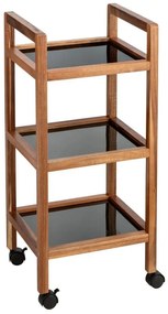 Mobilny regał z drewna akacji FONDI, 3 poziomy, wys. 76,5 cm
