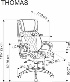 Czarny fotel do biura z ekoskóry Thomas Halmar