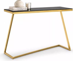 Designerska metalowa konsola ze szklanym blatem
