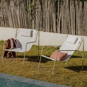 Zestaw 2 Leżaków Z Podłokietnikami Ze Stali Z Poduszką Lorvian Kremowa Tapioca - Sklum