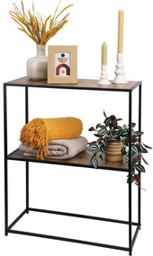 Loftowy regał z 2 półkami, metal i MDF, 71 x 31 x 85 cm