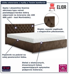 Brązowe łóżko z pikowanym zagłówkiem 5 rozmiarów F8-G62