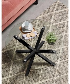 Czarny okrągły stolik ze szklanym blatem ø 82 cm Argo – Kave Home