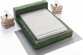 Emporius Bueno łóżko tapicerowane 160x200 -  tkanina velvet, nowoczesny styl, pojemnik i stelaż - łóżko 160x200 zielone (Infinity 10)