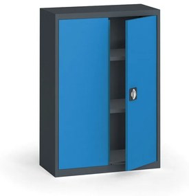 Szafa metalowa, 1150 x 800 x 400 mm, 2 półki, antracyt/niebieska