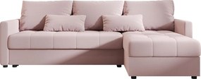 BEDANTE narożnik MOS L BIS Cosmic 14 różowy prawa z funkcją spania sofa w kształcie litery L z pojemnikiem na pościel sofa do salonu kanapa sofa rozkładana