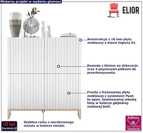 Biała komoda z lamelowym frontem - Irving 4X