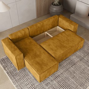 Masseno Narożnik RAVELO z funkcją spania i pojemnikiem na pościel Narozniki L, Rozkładana sofa - Żółty, POSO 01