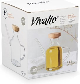 Butelka na oliwę INTRA z bambusową pokrywką, 600 ml