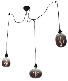 Lampa wisząca czarna 3-punktowa zwbudowanym LED mix dymiony ściemniany - Cava Luxe Nowoczesny Oswietlenie wewnetrzne
