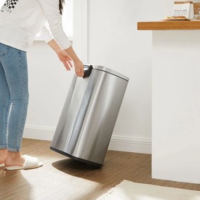 Kosz na śmieci TIDY z wolnym zamykaniem, 50 l, srebrny SongmicsHome