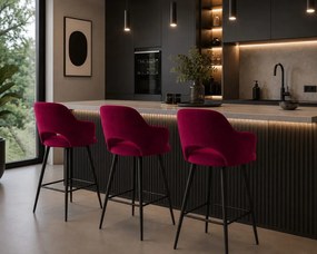 Hoker Milano krzesło barowe tkanina Welur podstawa metalowa : Kolor nogi - Czarna stożek, Kolor tkaniny - VELVET - MG31, Typ siedziska - Siedzisko obrotowe 360°