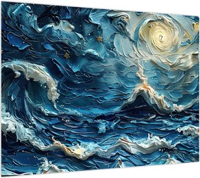 Obraz na szkle - Malowanie nieba i morza (70x50 cm)
