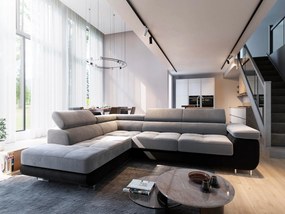 Masseno Narożnik SELVA z Funkcją Spania i Pojemnikiem na Pościel Narożnik L Rozkładana sofa - Szary MONOLITH 85 + MONOLITH 84