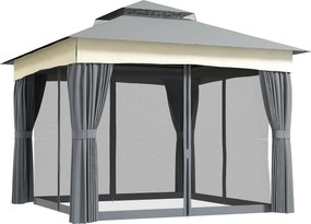 Outsunny Pavilon z podwójnym dachem, 3x3 m, wodoodporny, stabilny, zimowy, metalowy ogrodowy pavilon, Ciemnoszary