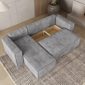 Masseno Narożnik RAVELO z funkcją spania i pojemnikiem na pościel Narozniki L, Rozkładana sofa - Jasnoszary, POSO 55
