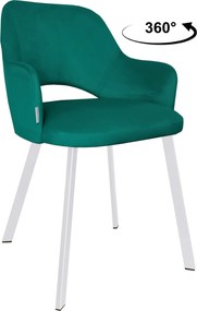 Krzesło Milano tkanina Welur noga metalowa : Kolor nogi - Biały profil, Kolor tkaniny - VELVET - MG20, Typ siedziska - Siedzisko obrotowe 360°