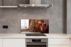 Panel szklany do Kuchni Świąteczny Wieczór przy Kominku