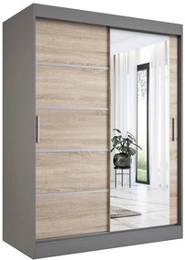 Szafa przesuwna 150 cm antracyt + dąb sonoma - Marmos 4X