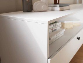 Szafka RTV z półką i szafkami DULLUM 200x58cm, biały