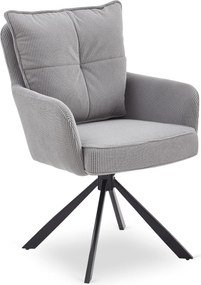 Krzesło Tapicerowane Obrotowe do Salonu CITY Szare Sztruksowe Nowoczesne