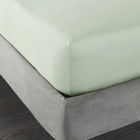 Jasnozielone prześcieradło z satyny bawełnianej z gumką 150x200 cm Cotton Sateen – Bianca