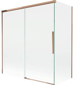 Mexen Rox parawan nawannowy 2-skrzydłowy rozsuwany 150 + 70 x 150 cm, transparent, różowe złoto - 8C9-150-070-60-00