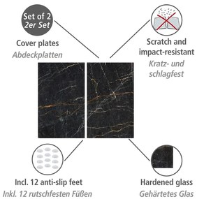 Płyty ochronne na kuchenkę ze szkła hartowanego zestaw 2 szt. 52x30 cm Marble – Allstar