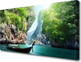 Obraz na płótnie Łódka na Górskim Jeziorze