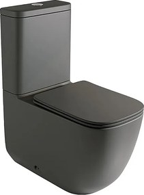 Kompletna Miska WC Przyścienna Whirlflush | Ultracienka Deska Duroplast Soft Close z Systemem Szybkiego Wypinania | Czarny Mat