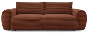 Ceglasta sztruksowa rozkładana sofa 257 cm Lucien – Bobochic Paris