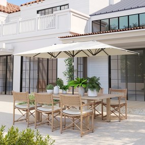 Outsunny Parasol Ogrodowy 150x295cm Podwójny Daszek Regulacja Kremowy | Aosom PL