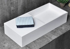 Umywalka ścienna TWG08 z odlewu mineralnegoBiały mat - 75 x 32,5 x 15 cm