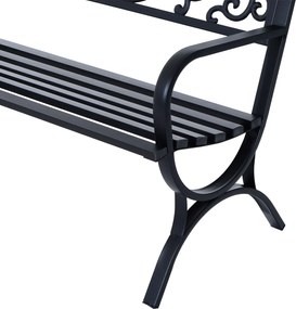 Outsunny Ławka Ogrodowa Metalowa 2-osobowa Elegancka Czarna | Aosom PL