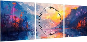 Obraz - Malarstwo krajobrazowe (z zegarem) (90x30 cm)