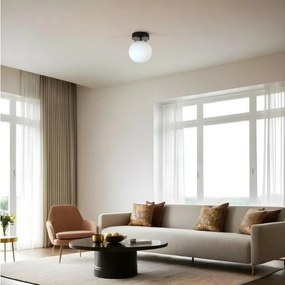 Lampa sufitowa Yeni Can Tekli Siyah Beyaz Camli Avize, czarny-biały