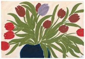 Plakat 70x50 cm Tulips in a Blue Vase – The Poster Club
