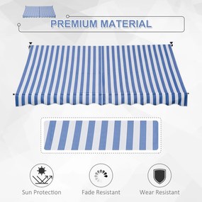 Outsunny markiza markiza zaciskowa składane ramię korbka ręczna balkon 3 x 1,5 m aluminiowy niebieska