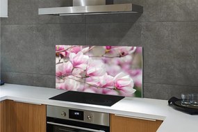 Panel Kuchenny Szklany Białe Kwiaty na Drzewach